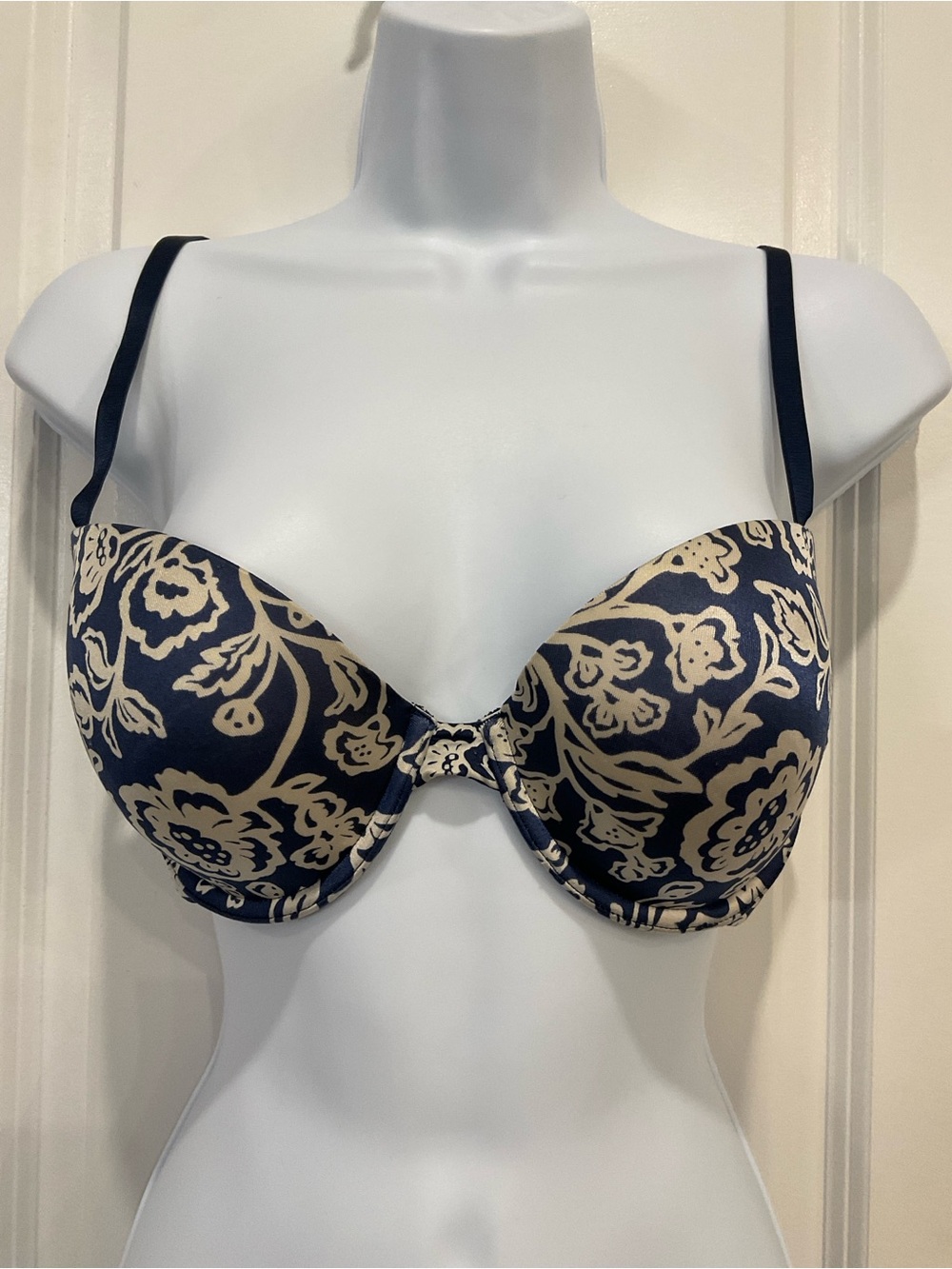 aerie Navy & Beige Floral Underwire Bra (34D)